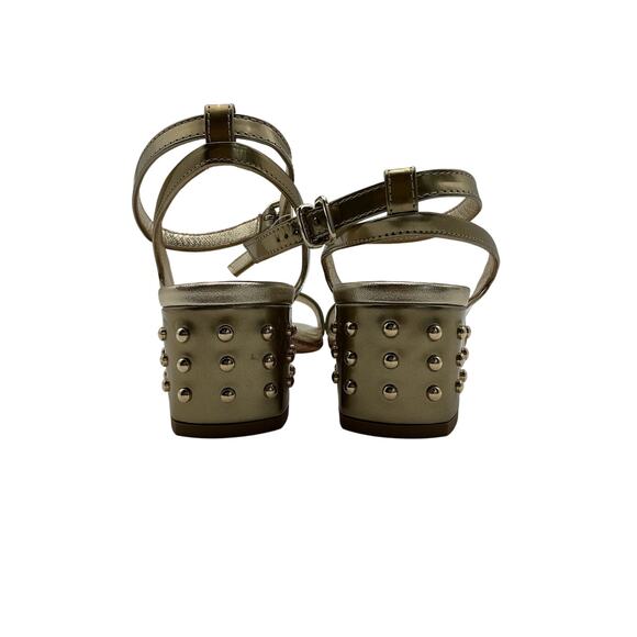 Tod's Gold Leather Studded Accents Sandals Size 6.5 - Picture 5 of 6